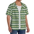 thumbnail image 4 of Xecao offers the Light Green Squares for Men's Casual Short-sleeved Shirt, a button-up collared shirt with a pocket, perfect for beach vacations and yacht travel in the 3X-Large size., 4 of 7