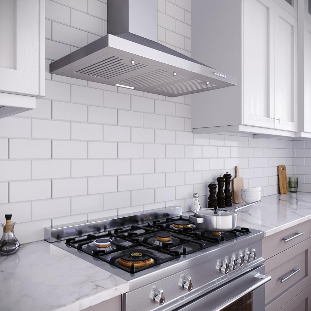 Streamline 36 in. Vicolo Ductless Wall Mount Range Hood in Brushed Stainless Steel with Baffle Filters, Push Button Control, LED Light