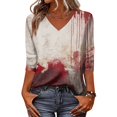 thumbnail image 2 of Halloween Shirts for Women Witch Hat Castle Graphic 3/4 Sleeve Funny Tees Pumpkin Print V-Neck Fall Cute T-Shirt XL, 2 of 6