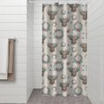 Highland Cow and Flower Print Waterproof Shower Curtain, Weighted Hem ...
