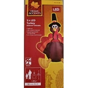 Home Accents Holiday 5ft Prelit LED Turkey Yard Inflatable Thanksgiving Decor