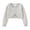 Grey, variant on Girls Hollow Out Cropped Knit Cardigan Solid Color Round Neck Long Sleeve Cover Up Tops Casual Lightweight Sweater
