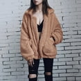 thumbnail image 3 of Ladies Loose Plush Long Sleeve Zipper Pullover Pocket Color Sweater Coat, 3 of 6