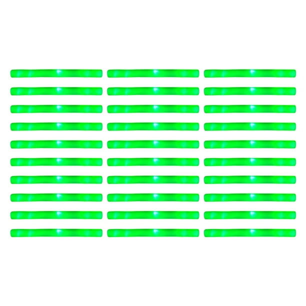 30x Varillas de espuma iluminadas, Varillas luminosas LED a granel Varillas luminosas LED intermitentes Verde