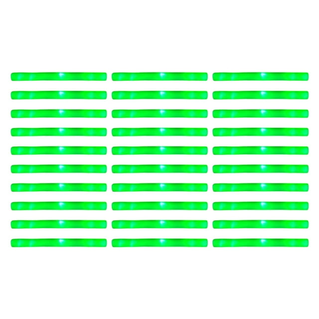 30x LED Glow Rods Set Luminous Light up Foam Rods Colorful Glow Rods for Wedding Green