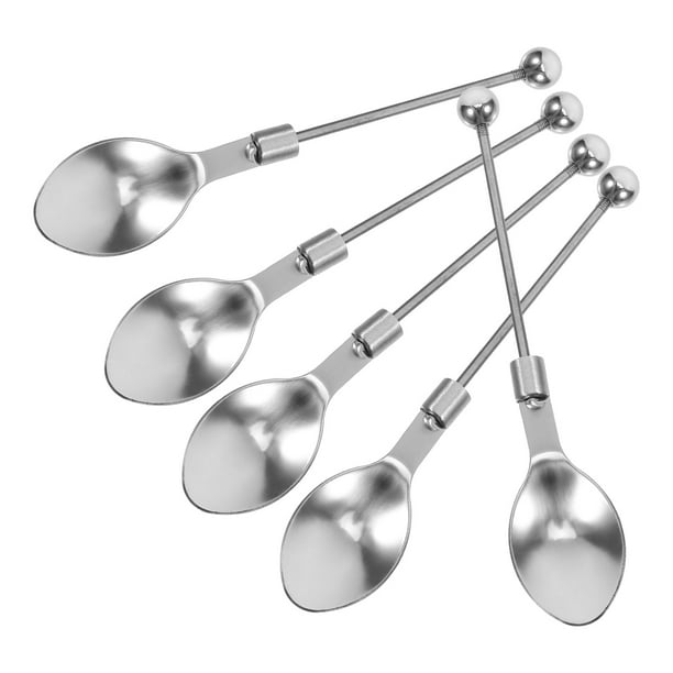 ColoMX Juego de cucharas con cuentas de acero inoxidable, cucharas agitadoras de café de aleación de Zinc y acero inoxidable, cucharas para té y azúcar, 5 uds.