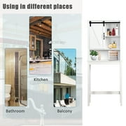 Bathroom Above Toilet Cabinet, White MDF Storage Cabinet, Bathroom Storage Space Saver with Adjustable Shelf & A Barn Door Cabinet, Over The Toilet Storage for Bathroom, K768