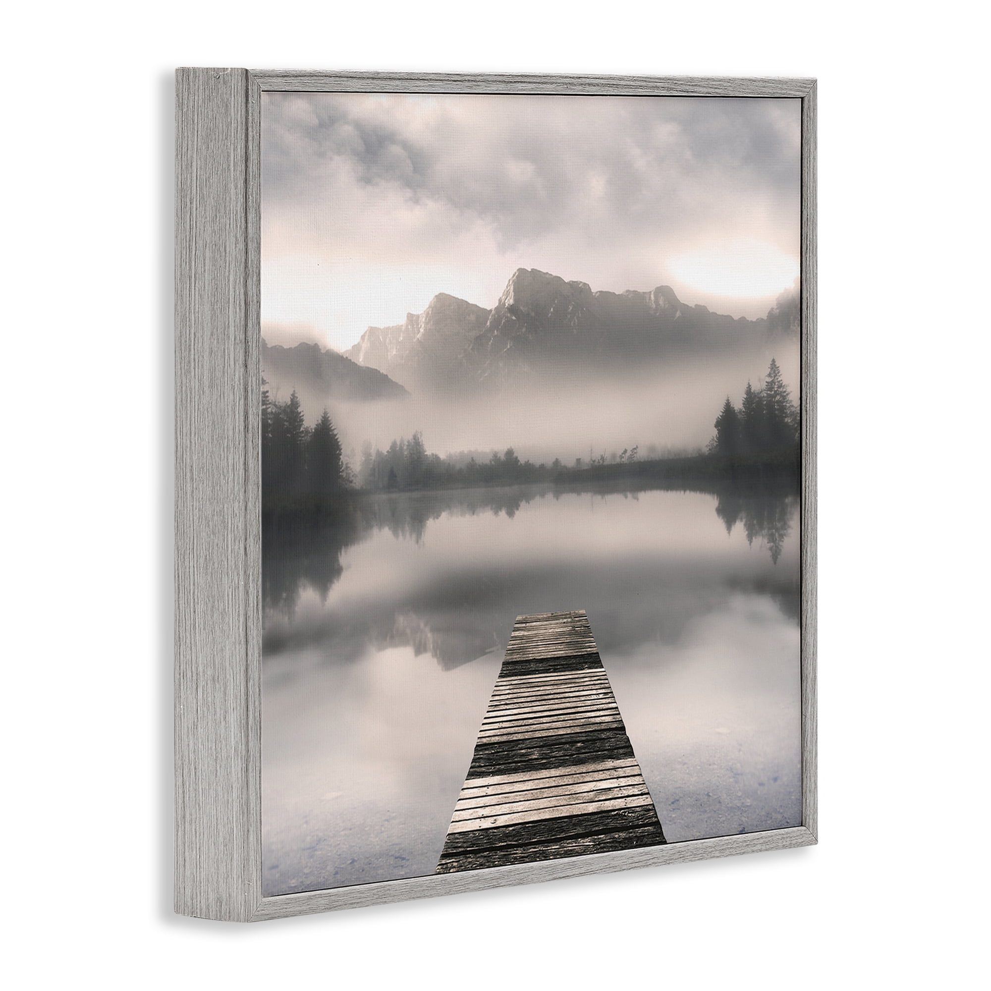 Stupell Industries Calm Reflective Waters & Mountains Gray Framed Giclee Art, design by Irene Weisz