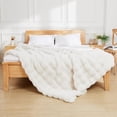 thumbnail image 2 of Cozy Faux Fur Blanket Beige Twin Bubble Blankets for Bed Thick Fuzzy Blanket for Couch Sofa Bedroom Warm Plush Blanket for All Seasons Ideal Gifts Luxury Throw Blanket 60x80 Inch, 860gsm, 2 of 14