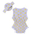 thumbnail image 3 of XAOWF Baby Boys Girls Polka Dot Romper Round Neck Sleeveless Breathable Loose Fit Infant Jumpsuit With Headband Relaxed Fit Stylish Rompers 3-6 Months, 3 of 3