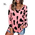 thumbnail image 2 of Haut pour Femme Imprimé Blouse à Manches Longues Haut Automne Col en V Ample Chandail à Enfiler, Rose, TG, 2 of 3