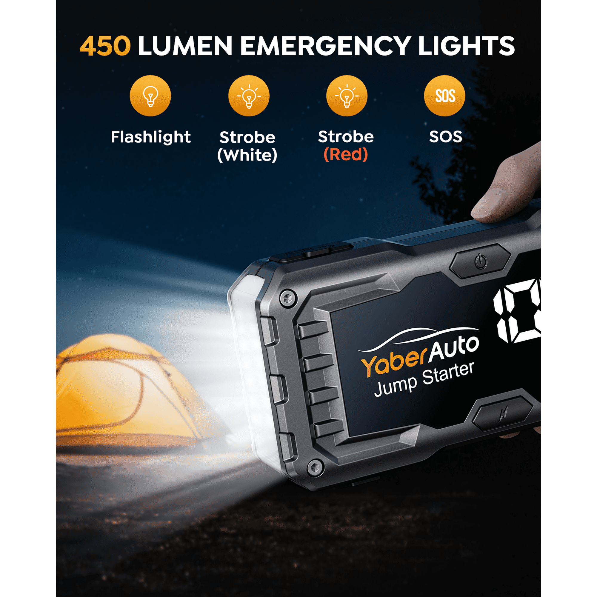YaberAuto 4000A Car Battery Jump Starter, 12V Jump Box Battery Booster for 10.0L Gas & 9L Diesel, Fast Charge, 160W DC Output