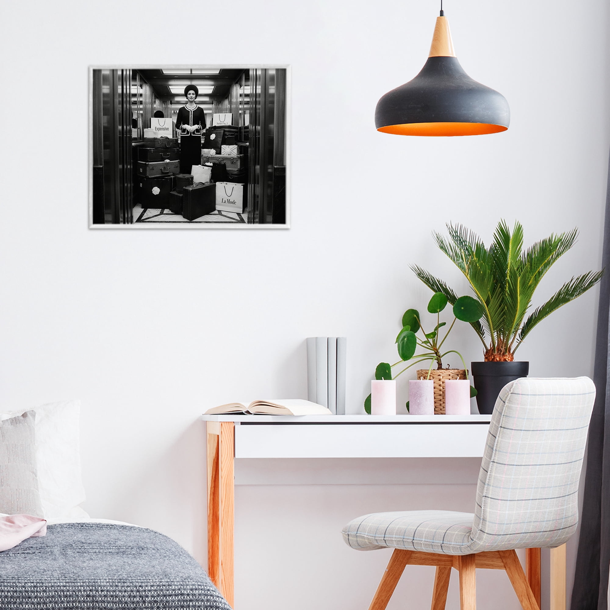Stupell Industries Elevator Chic Shopping White Framed Giclee Art, design by A Barefoot Stylist