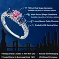 thumbnail image 2 of Gem Stone King 925 Sterling Silver 3-Stone Ring Oval Pink Moissanite and Created Sapphire Blue (2.22 Cttw, Size 7), 2 of 6