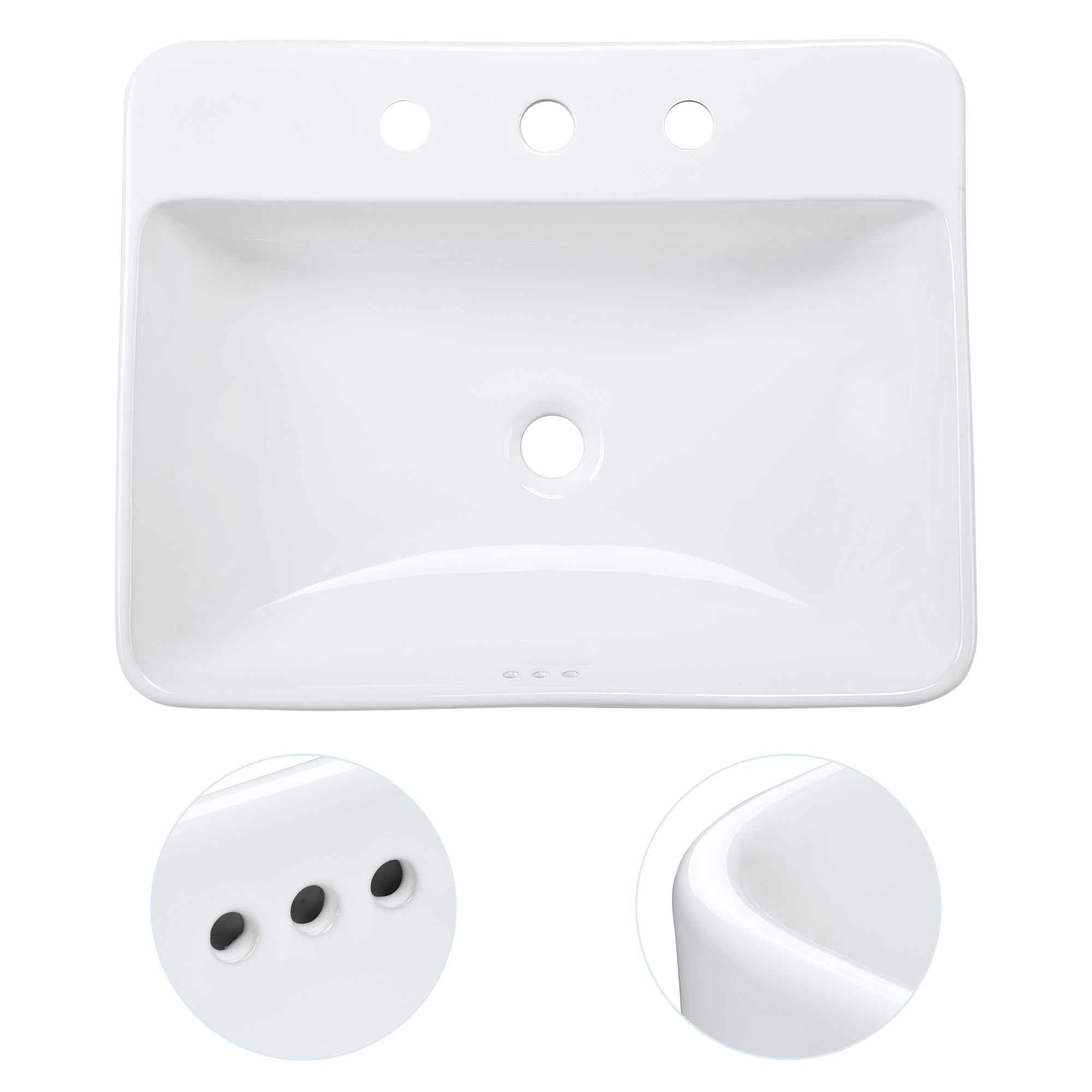 Aquaterior 23" Vessel Sink Drop in Ceramic Basin Pop up Drain Bathroom 2 Pack