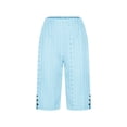 thumbnail image 6 of Miluxas Capri Pants for Women High Waist Wide Leg Eyelet Capris with Pockets Stretchy Loose Fit Casual Lounge Workout Light Blue L(L), 6 of 6