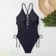 thumbnail image 5 of Trajes de baño de una pieza para mujer, bikinis sin espalda con tirantes ajustables a la moda de color sólido para mujer, traje de baño para mujer, 5 of 5
