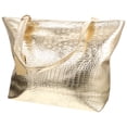 thumbnail image 3 of 1 bolso de mano de gran capacidad para mujer, bolso de hombro tipo shopper, bolso de mano de moda para el trabajo escolar, dorado, 3 of 7