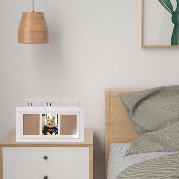 TABLZONE White Wooden Picture Frame for DIY Crafts Perfect for Newborns and Home Decoration 3Grid Design