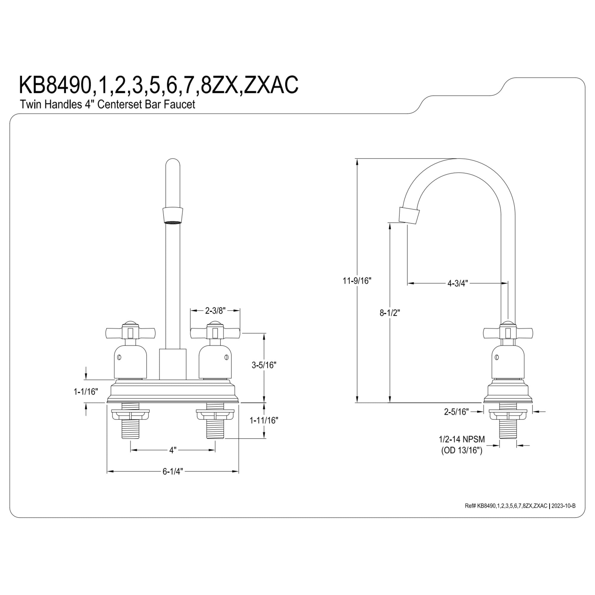 Kingston Brass KB849ZXAC Millennium Two-Handle 2-Hole Deck Mount Bar Faucet in Antique Copper