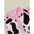 thumbnail image 6 of BemeyourBBs Western Baby Girl Summer Clothes Toddler Baby Denim Cowgirl Outfits Fly Sleeve Cow Print Button Down Shirt Jeans Shorts Set Belt Toddler Girl Summer Outfit, 6 of 9