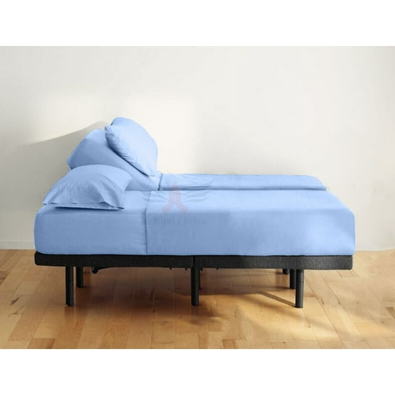 BeKind Online 5-Piece 800 Thread Count Organic Cotton Sateen 28-Inch Deep Pockets Split King Sheet Set - Light Blue