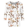 thumbnail image 4 of DPTALR T-shirt Imprimé Ample pour Femmes 3/4 Manches Blouse Col Rond Casual Tops, 4 of 5