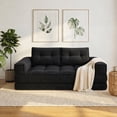 thumbnail image 4 of Leumius 2 Seater Modular Corduroy Sofa with Chaise Lounge,2-in-1 Boneless Convertible Floor Couch,Lazy Double Sofa with Armrest for Living Room Bedroom Apartment Game Guest Room,Black, 4 of 11