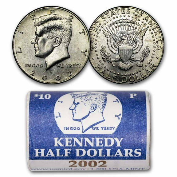 2002-P Kennedy Half Dollar 20-Coin Mint Wrapped Roll BU