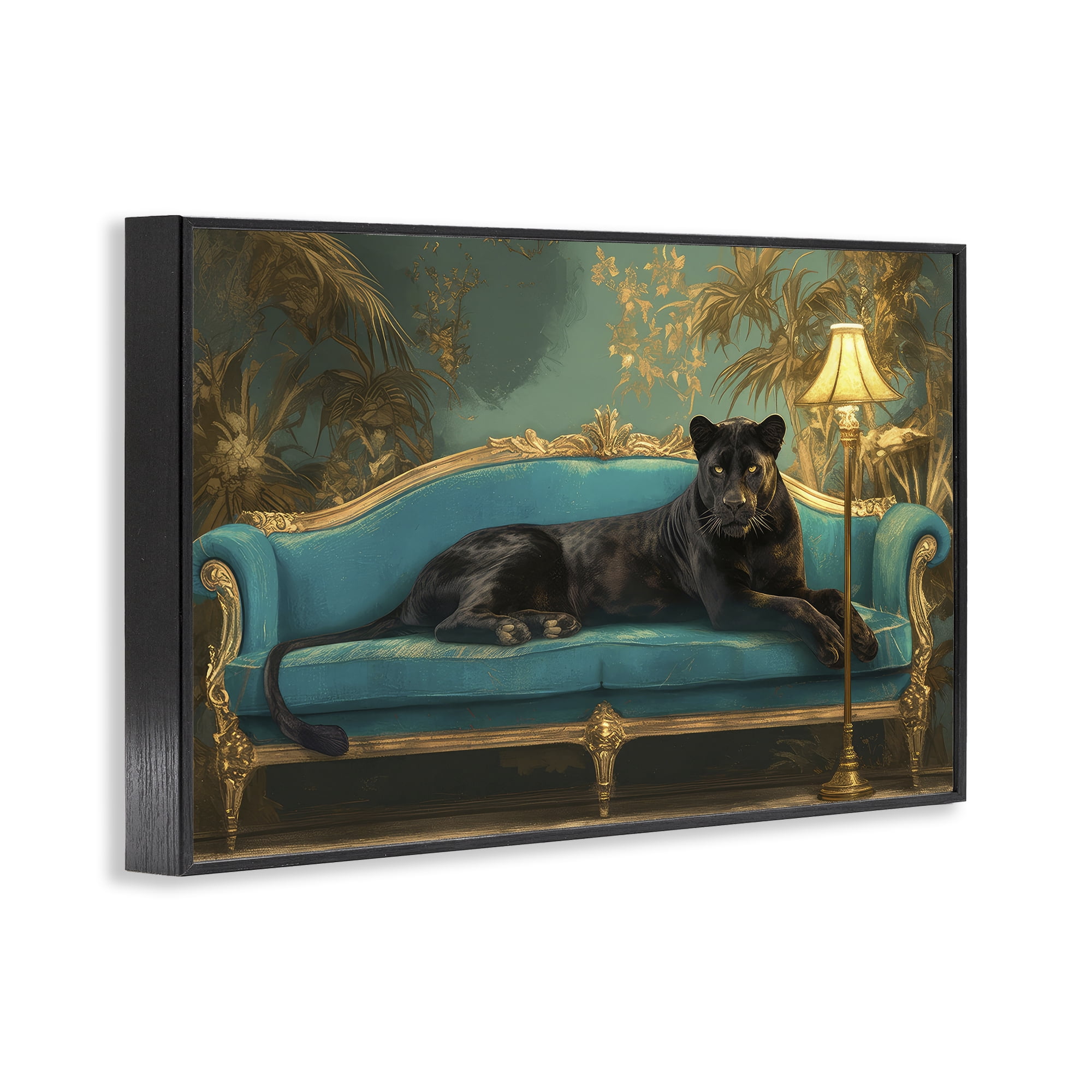 Stupell Industries Exotic Lounging Panther Black Framed Giclee Art, design by Tina LeCour