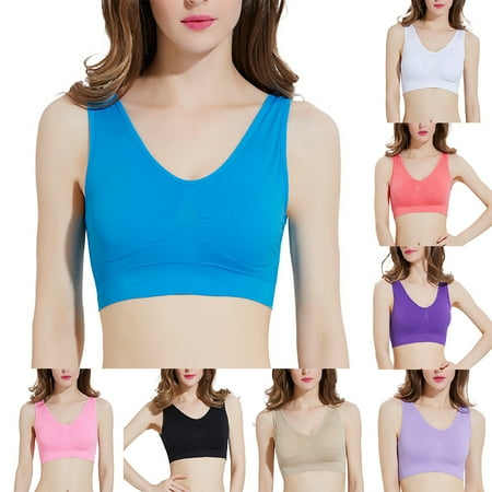 

Mairbeon Seamless Women Solid Color Padded Wireless Sport Yoga Sleep Bra Cropped Vest