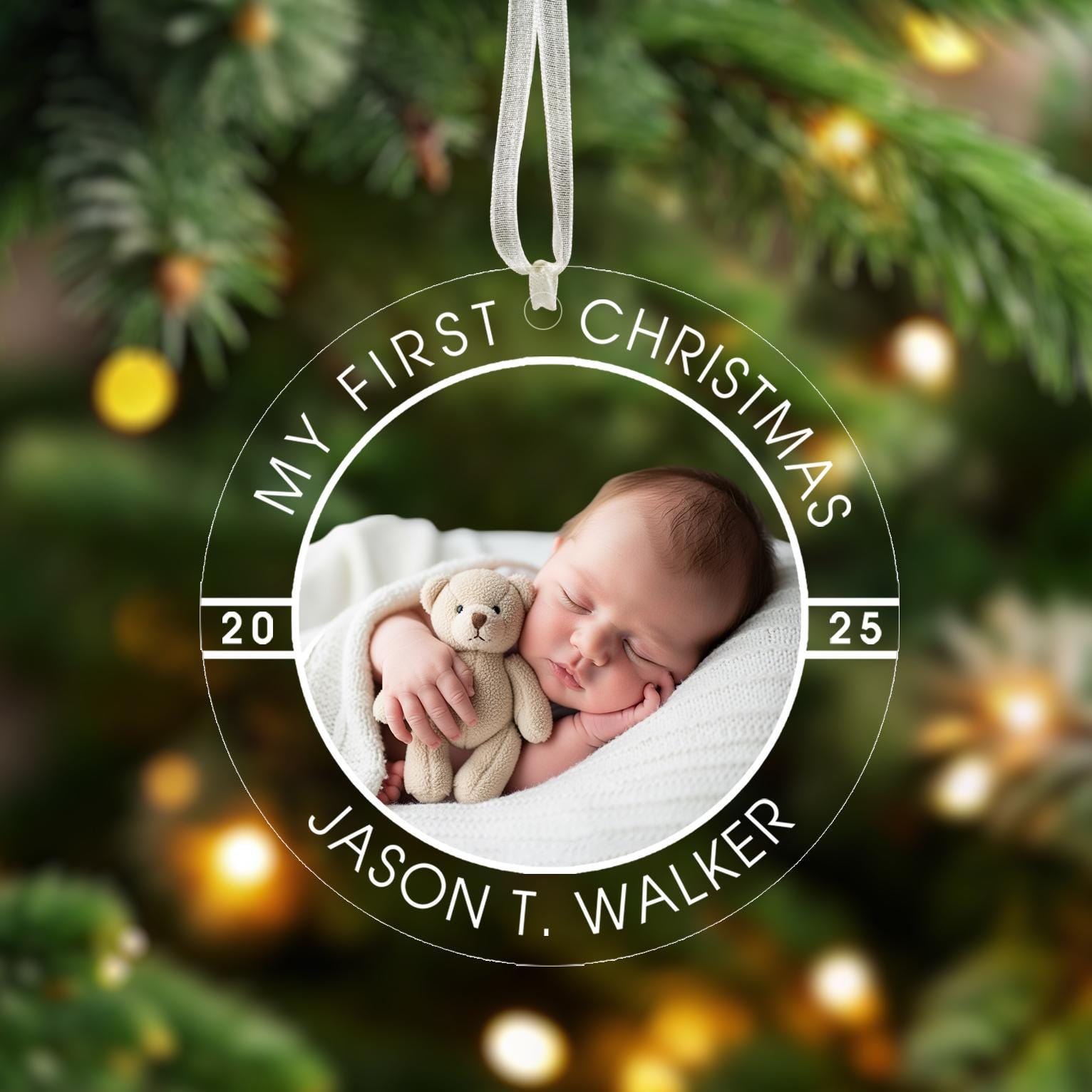 Personalized Baby's First Christmas Photo Ornament, Custom Photo Baby Ornament, New Parents Gift, New Baby Gift, Baby 1st Christmas Ornament
