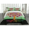 thumbnail image 2 of Ambesonne Colorful Quilted Coverlet 3 Pcs, Magic Love Tree Heart, King Size, Multicolor, 2 of 4