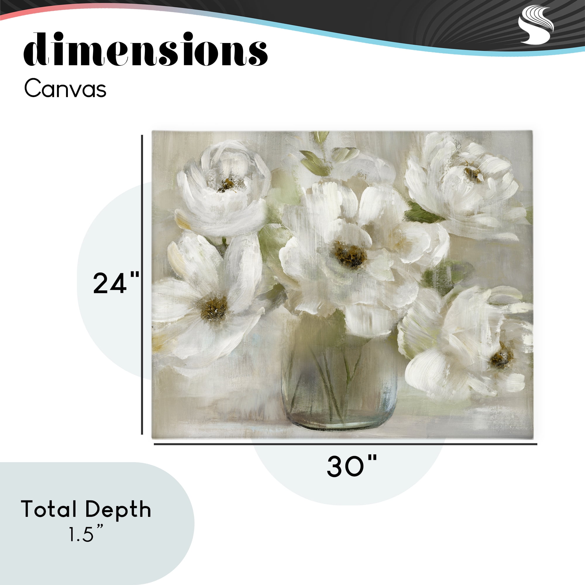 Stupell Industries Gentle White Petals in Vase Canvas Wall Art, design by Nan