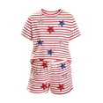 thumbnail image 3 of Lullu Girls Patriotic Striped Outfits Casual Short Sleeve T Shirt Shorts Set, Sizes 2-14, 3 of 3