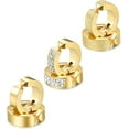 thumbnail image 4 of Leander 3 Pairs Stainless Steel Mens Womens Hoop Earrings Clip On CZ Non-Piercing, 4 of 6