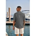 thumbnail image 3 of COOFANDY Men's Linen Henley Shirts Summer Beach Short Sleeve Loose Fit T Shirt Button Up Lightweight Casual Tee, 3 of 6