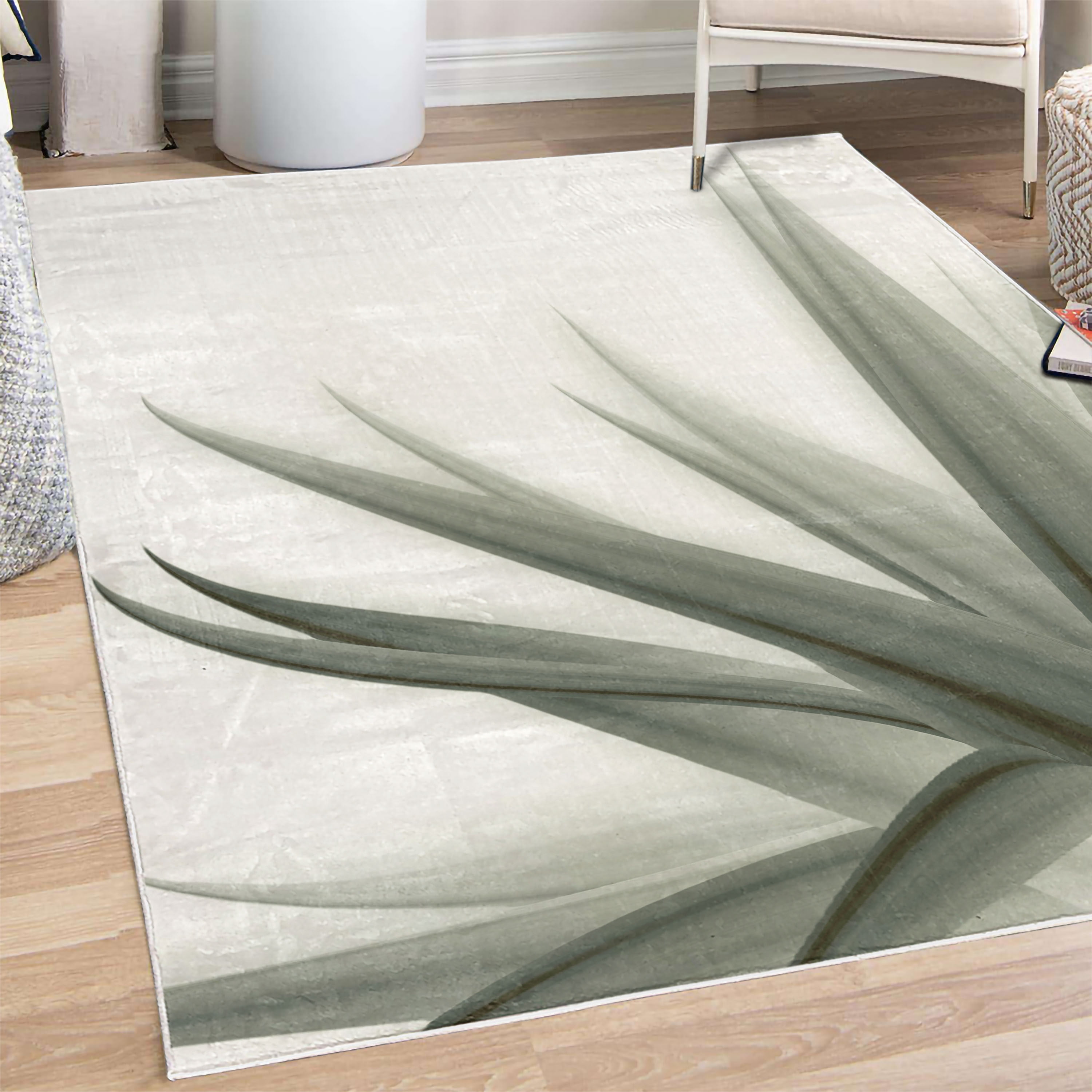 Calming Rug Flower Decorative Rug, Ombre Color Change Style Leaves Water Colored ...
