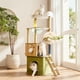 thumbnail image 3 of 6Tier Torre para Gato con Escalera,150CM Casa para Gato con Rascadores para Gato,Arbol Castillo para Gatos 3 Casas 1 Hamaca,1 Balcón,1 Pelota de Juguete;Transparente Redondo Jaula,Jueguen de 3-6 Gatos, 3 of 9