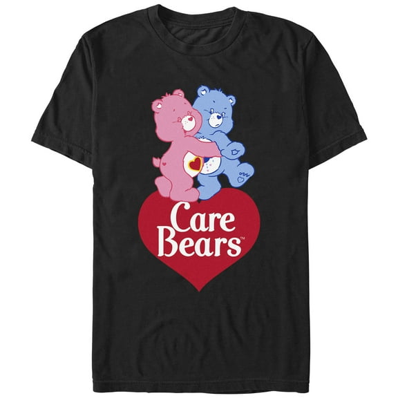 Men's Care Bears Cuddling Bears  Graphic Tee Black 2X Large