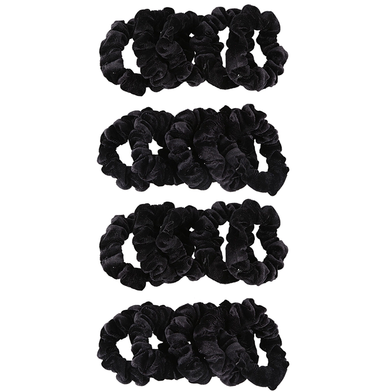 20 Pack Black Velvet Scrunchie Hair Elastics Hair Bobbles Hair Bands