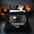 thumbnail image 3 of Homewish Halloween Skull Skeleton Bedding, Handball Sport Duvet Cover Full, Black Red White, Black Reversible 3-Piece, 1 Duvet Cover and 2 Pillowcases, 3 of 7