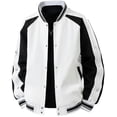 thumbnail image 5 of UVEASISHA Baseball Jackets for Men Fashion Varsity Jacket Button Casual Letterman Bomber Jackets Outdoor Sports Running Cycling Jacket White M, 5 of 6