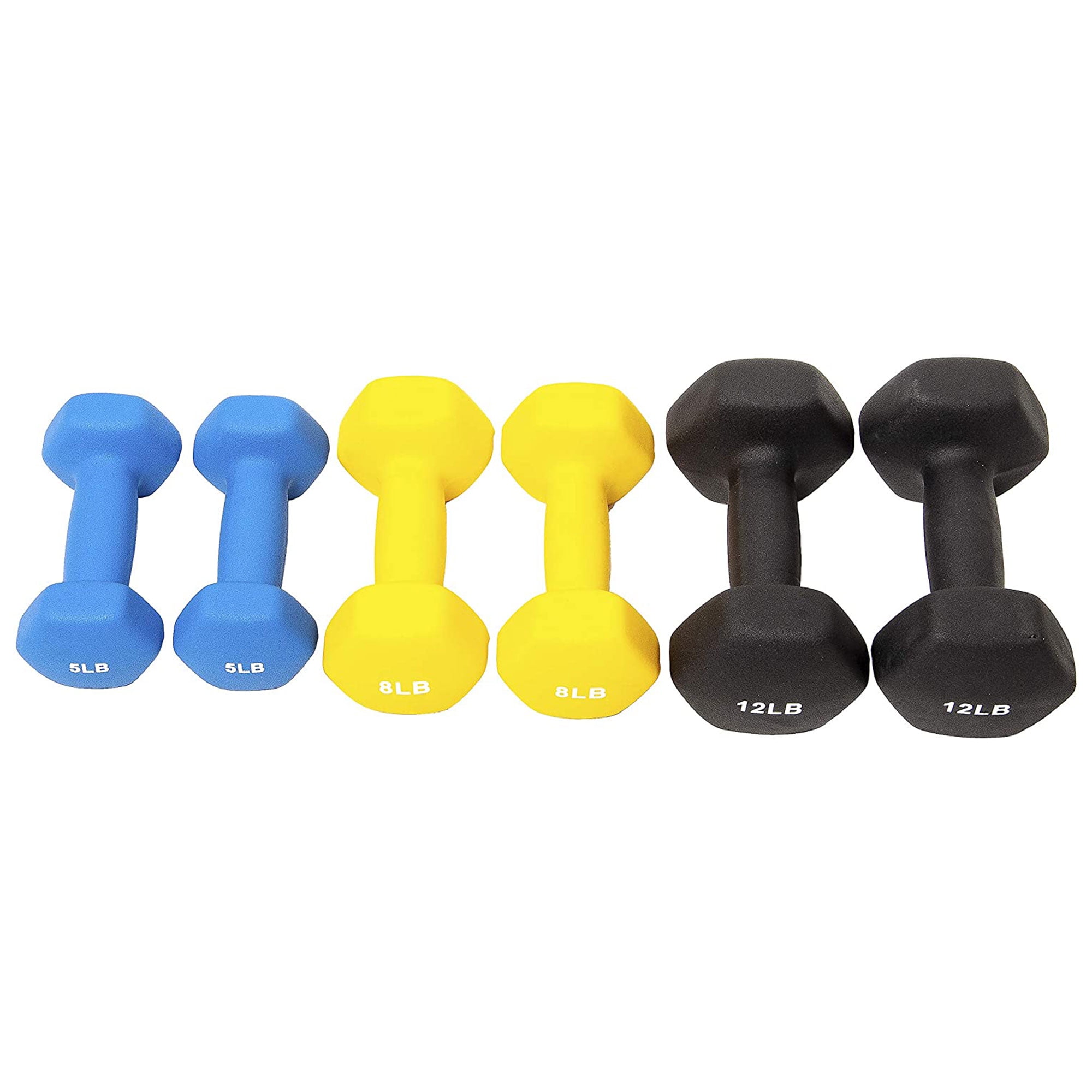 BalanceFrom Dumbbell Set with Stand (3lbs, 5lbs, 8lbs, 10lbs, 12lbs set) 