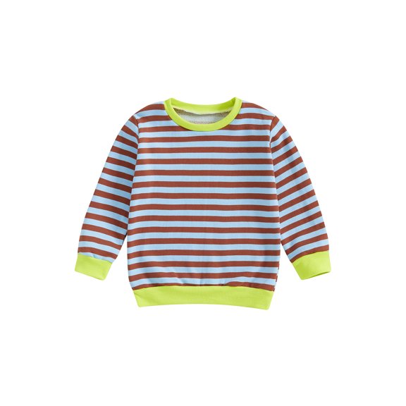 Baby Toddler Girls Boys Sweatshirt, 6 12 18 24 Months 2T 3T 4T Long Sleeve Crew Neck Striped Hoodie Pullover Clothes