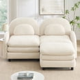 thumbnail image 3 of Miekor Furniture Teddy Fabric Cloud-like Loveseat Sofa,Curved Backrest and Armrest with Curved Lumbar Pillows, Sectional 2 Seater Modular Couch with Movable Ottoman and Supportive Double-layer No1352, 3 of 9