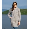 thumbnail image 3 of SAOL Aran Cable Knit Zip Hooded Coat 100% Merino Wool Women's Irish Fisherman Cardigan Sweater Made in Ireland, 3 of 7