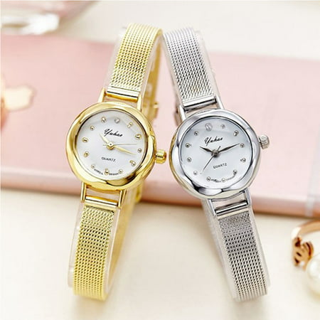 Women Small Dial Quartz Watch with Stainless Steel Watchband Wristwatch Ornament Gift