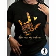 thumbnail image 2 of 【New Arrival】You Are My Sunshine ASL Hand Sign Sunflower Heart Graphic T-Shirt Women Positive Inspirational Casual Black Tops, 2 of 6