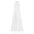 thumbnail image 3 of TTAO Sequin Halter Flower Girls Dress Kids A-Line Sleeveless Ruched Chiffon Wedding Party Maxi Gown Ivory 16, 3 of 7